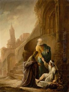 Saints John And Peter Healing The Crippled Beggar. (acts 3, 2-8)