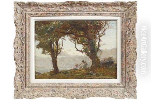 Two Girls Playing In The Woods - view 1