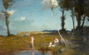 Boys Bathing In A Pond by George Faulkner Wetherbee