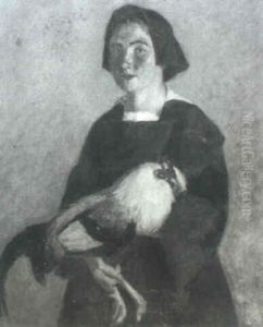 Breton Peasant Woman With Rooster by Elisha Kent Kane Wetherill