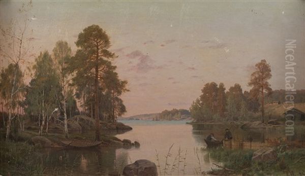 Fishermen At Dusk - view 1