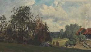 Landskap Med Hus by Christian Delphin Wexelsen