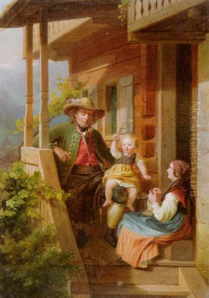 Genreszene Mit Tiroler Bauernfamilie - view 1