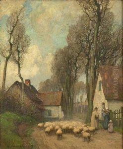 Moutons Dans Un Hameau De Village by Harry van der Weyden