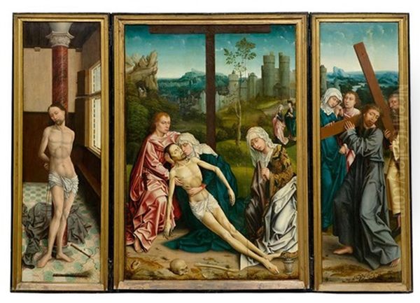 Triptych: Central Panel With The Lamentation Of Christ; Inner Lateral Panels With Scenes From The Passion, The Outer Lateral Panels With The Annunciation - view 1