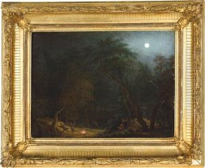 Landschaft Im Vollmondlicht Mit Figuraler Staffage by Jakob Christoph Weyermann
