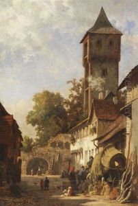 Suddeutsches Stadtchen Im Sommer by Karl Weysser
