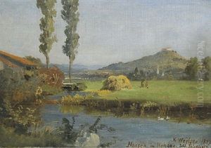Bachlauf Bei Hausen Im Hegau, Im Hintergrund Schloss Friedingen by Karl Weysser