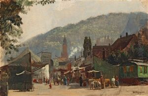 Autumn Fair On The Jubilaumsplatz In Heidelberg by Karl Weysser