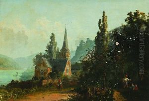 Clemenskapelle In Trechtingshausen. Rheinlandschaft by Karl Weysser