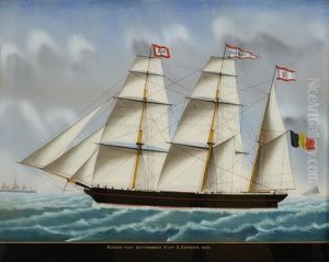 The Packet Ship Van Antwerpen Arriving Off Antwerp Inscribed Along The Bottom "packet Van Atwerpen. Capt. J. Jansen. 1857." The Packet Ship Van Antwerpen Arriving Off Antwerp Inscribed Along The Bottom "packet Van Atwerpen. Capt. J. Jansen. 1857."