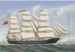 The British Full-rigged Ship "banner" Under Full Sail by Carolus Ludovicus Weyts