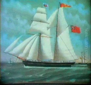Skibsportraet Af 'mary Ann Of Salcombe', Ud For Flushing & Hinterglassmaleri Skibsportraet Af 'mary Ann Of Salcombe', Ud For Flushing & Hinterglassmaleri
