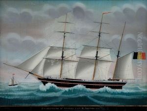 The Yacht "charlemagne D"anvers" Under Captain H.arends At Sea Near The Coast