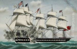 The Naval Battle Between H.m.s. "shannon" And The U.s.s. "chesapeake" In 1813 At Boston Harbour by Petrus Cornelis Weyts