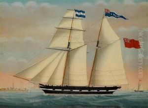 The Brigantine "unity" Of Guernsey, Captain Hillery, Passing Flushing With An Antwerp Pilot In Attendance
