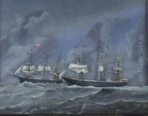 "matchless", Capt. James H. Dawes, Rescuing The Crew Of Ship "japan", Off Cape Horn by Petrus Cornelis Weyts
