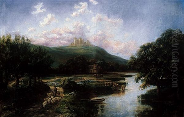 Country Landscape With Farm House And Castle - view 1