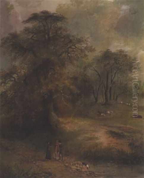 River Landscape With Figures And Dog - view 1