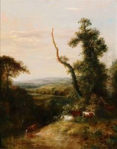 Canadian Summer Landscape With Cows Grazing by Robert Reginald Whale