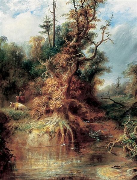 Cattle By A Stream - view 1