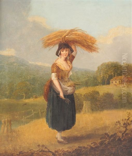 The Gleaner, A Young Girl In A Cornfield, A Farm In The Distance - view 1