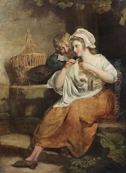 A Girl Feeding A Young Bird With A Young Boy Beside Her - view 1
