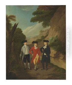 A Group Portrait Traditionally Identified As John Johnson, Mr. Croft And William Bentham by Francis Wheatley