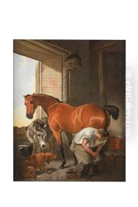 Shoeing The Bay Mare (after Edwin Landseer) by James Wheeler Of Bath