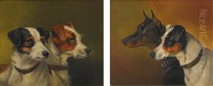 Two Terriers; Two Jack Russells by Alfred Wheeler