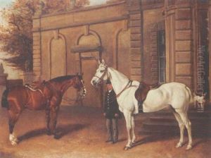A Groom With A Bay And A Grey by James Thomas Wheeler