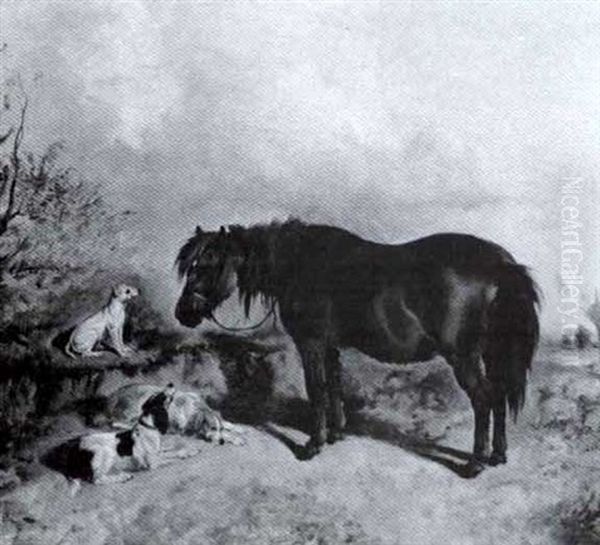 A Pony And Spaniels In A Landscape - view 1