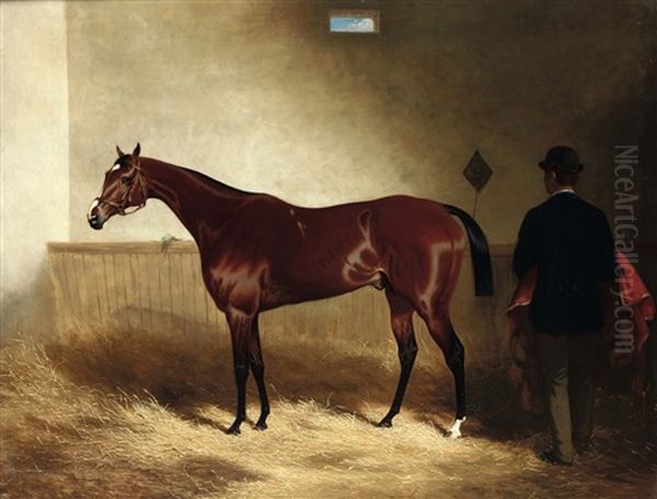 Horse And Groom In A Stable - view 1