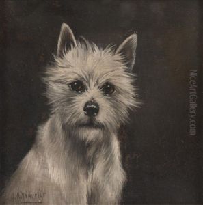 Two Portrait Heads Of Wire-haired Terriers by John Alfred Wheeler