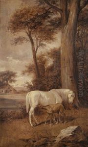 Farmer Leading A Horse On Country Road by Rowland Wheelwright