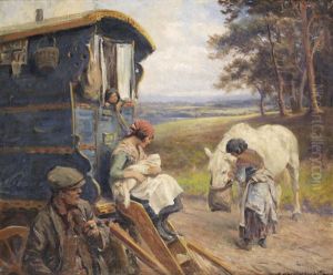 A Gypsy Family by Rowland Wheelwright