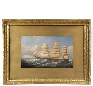 Clipper Ship "three Brothers" Passing The Boston Light Clipper Ship "three Brothers" Passing The Boston Light