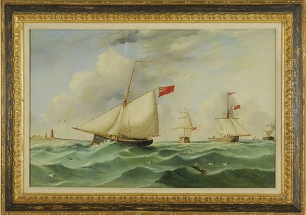 Ships Navigating A Busy Channel - view 1