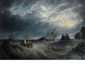A Shipwreck In Stormy Seas by Henry Mayle Whichelo Sr.