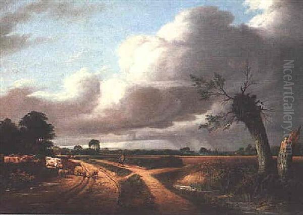 Landscape With Cattle Crossing A Country Path - view 1