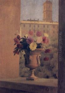 Dahilias In An Antique Urn