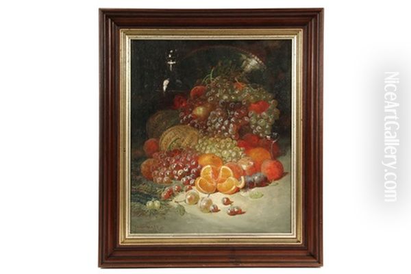Still Life With Fruit, Decanter, Stemware & Silver Charger - view 1