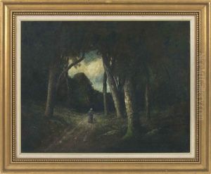Figure Walking Down A Forest Path