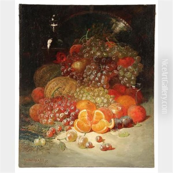 Still Life With Fruit, Decanter, Stemware & Silver Charger - view 1