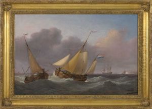 Dutch Shipping In The Channel by Thomas Whitcombe