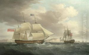 The East Indiaman Surat Castle In Two Positions Calling For A Pilot Off Dover