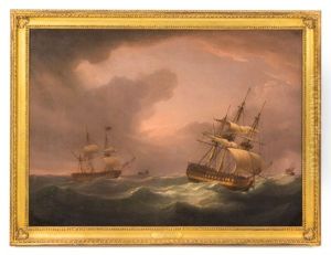 A Squadron Of The Royal Navy In Heavy Weather by Thomas Whitcombe