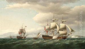 The East Indiaman Rodney In Two Positions Off The English Coast And Firing A Salute To Mark Her Safe Return From Bengal In August 1788