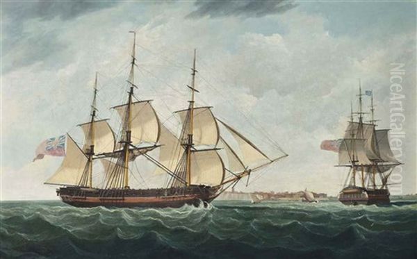 A Frigate In Two Positions Heaving-to Off Ramsgate And Calling For A Pilot - view 1