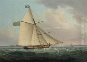 The Irish Postal Packet Earl Of Leicester, 10 Guns, Approaching Hook Head At The Entrance To Waterford Harbour by Thomas Whitcombe